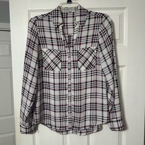 Express Plaid Long Roll Tab Sleeved Portofino Shirt